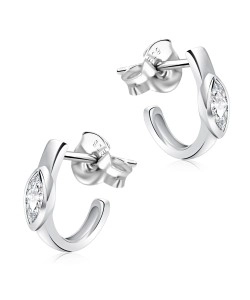 Shining Curved With CZ Stone Silver Ear Stud STS-5316